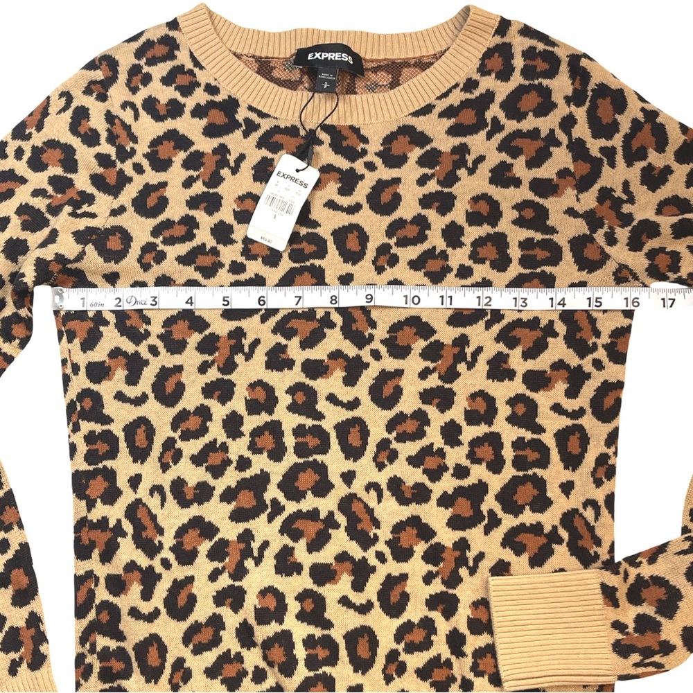 Express Leopard Pattern Sweater in Tan and Black - Picture 2 of 8